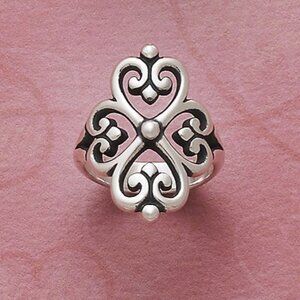 James Avery Sterling Silver Adorned Hearts Ring Size 7
